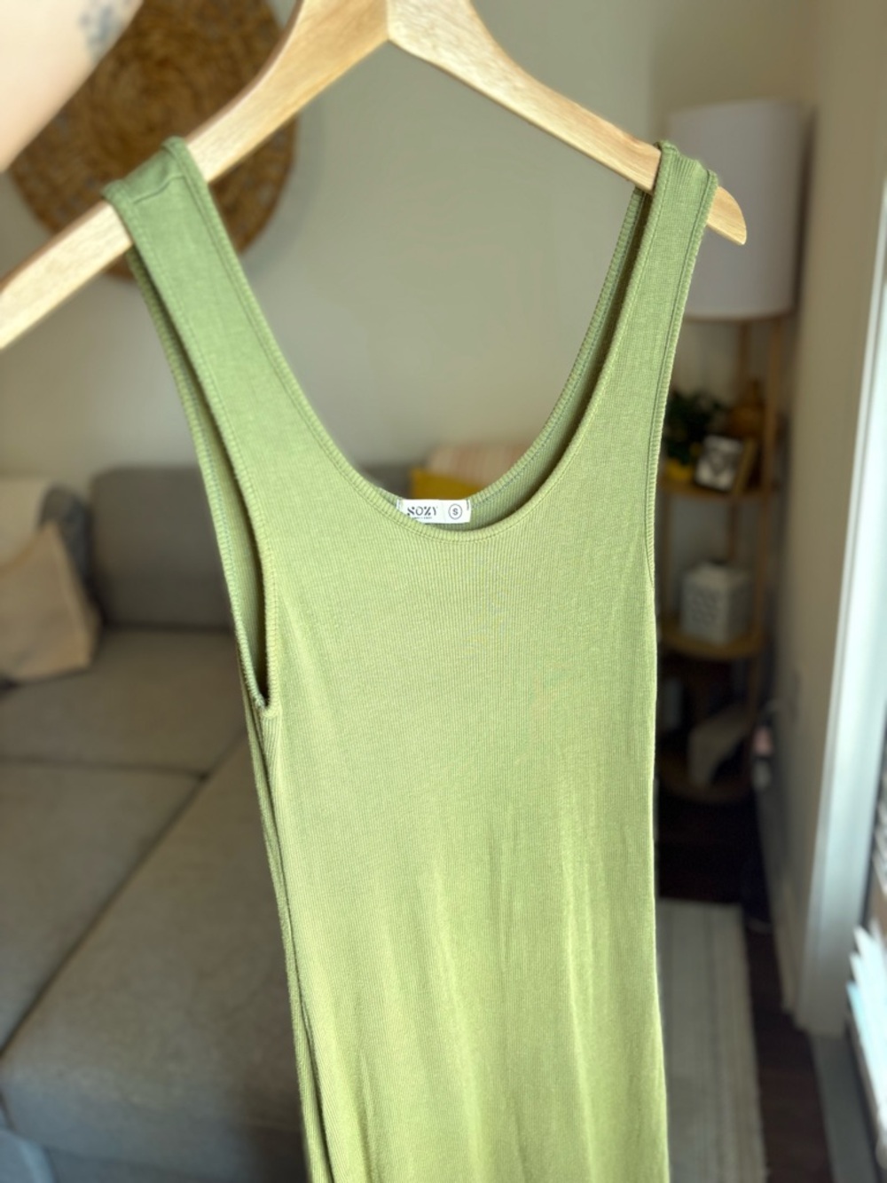 SOZY Double Split Maxi Sleeveless Knit Dress Green Women’s S Ribbed Casual - Picture 11 of 12